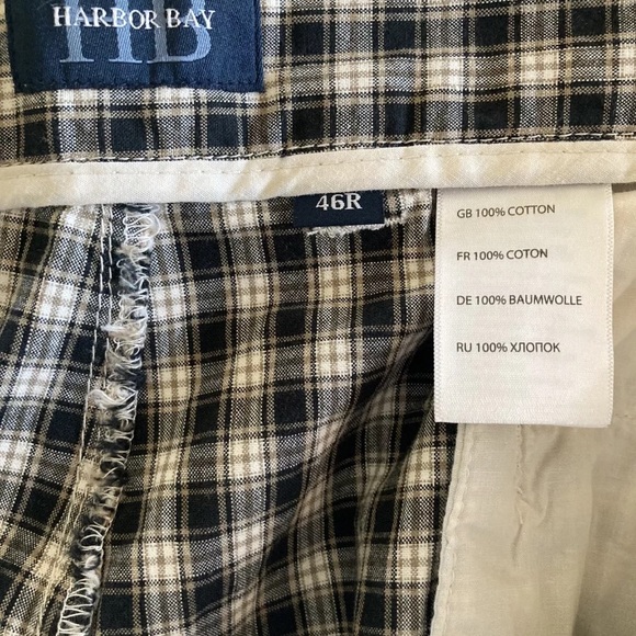 Men’s Harbor Bay black tan plaid pleated front chino shorts size 46 - NWT - Picture 9 of 9